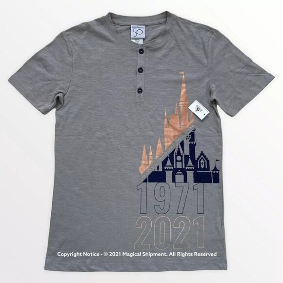 Disney Parks - WDW 50th Anniversary Castle 1971 - 2021 Button Shirt for Men - Picture 1 of 3